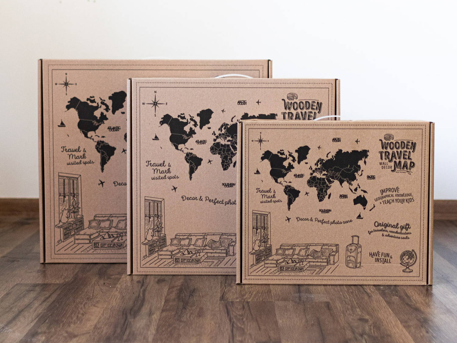 3D Wood World Map テラカラー 壁掛け木製世界地図【翌日出荷】