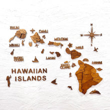 Load image into Gallery viewer, 3D Wood Hawaiian Islands Map 壁掛け木製ハワイ諸島地図【翌日出荷】