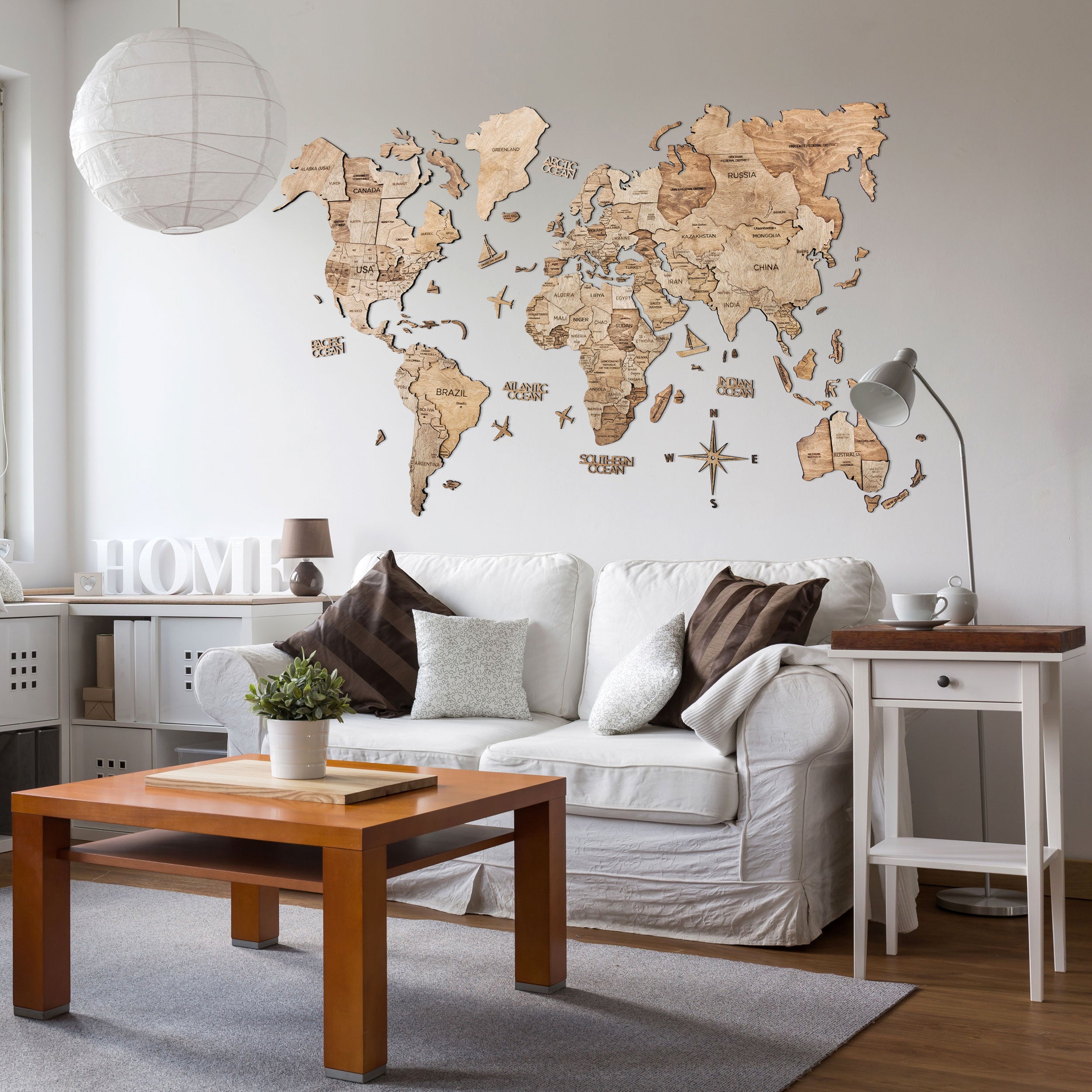 3D Wood World Map テラカラー 壁掛け木製世界地図【翌日出荷】