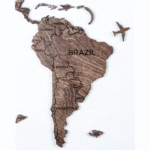 画像をギャラリービューアに読み込む, 2D Wood World Map ウォールナットカラー 壁掛け木製世界地図【送料無料&翌日発送】