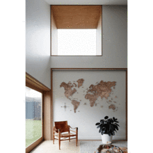 画像をギャラリービューアに読み込む, 2D Wood World Map ウォールナットカラー 壁掛け木製世界地図【送料無料&翌日発送】