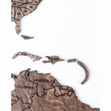 画像をギャラリービューアに読み込む, 2D Wood World Map ウォールナットカラー 壁掛け木製世界地図【送料無料&翌日発送】