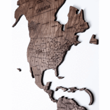 画像をギャラリービューアに読み込む, 2D Wood World Map ウォールナットカラー 壁掛け木製世界地図【送料無料&翌日発送】