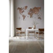 画像をギャラリービューアに読み込む, 2D Wood World Map ウォールナットカラー 壁掛け木製世界地図【送料無料&翌日発送】