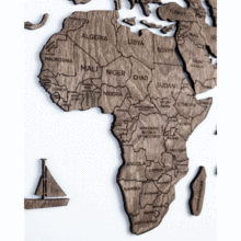 画像をギャラリービューアに読み込む, 2D Wood World Map ウォールナットカラー 壁掛け木製世界地図【送料無料&翌日発送】