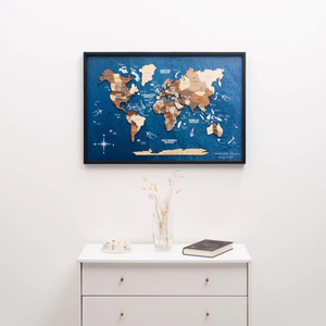3D Wood World Map on Board シングルパネル【翌営業日出荷】